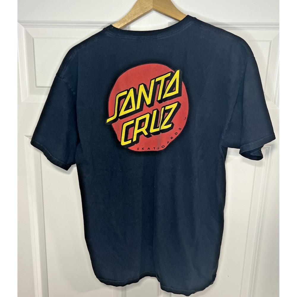 Santa Cruz Skateboards Dot Logo Tee Large Black NHS Tag Alstyle Ringspun - Picture 4 of 10
